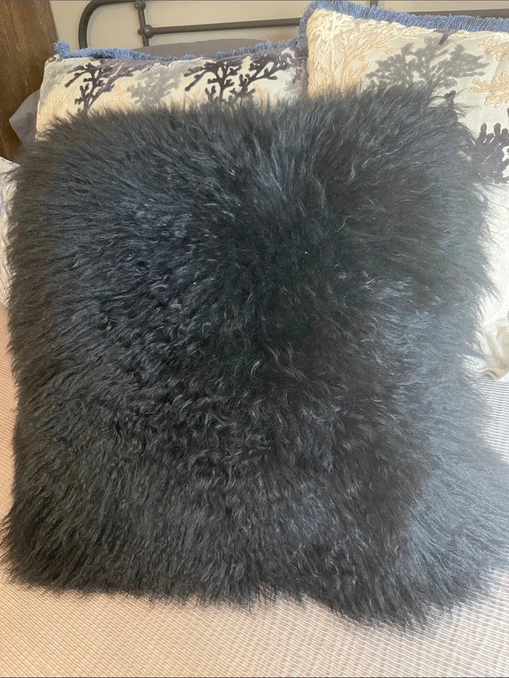 Authentic Mongolian Sheep Skin 19.5” square pillow